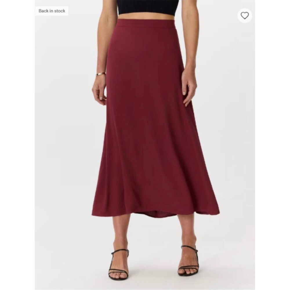 Quince Lightweight Crepe Slip Skirt Midi Maroon - Small